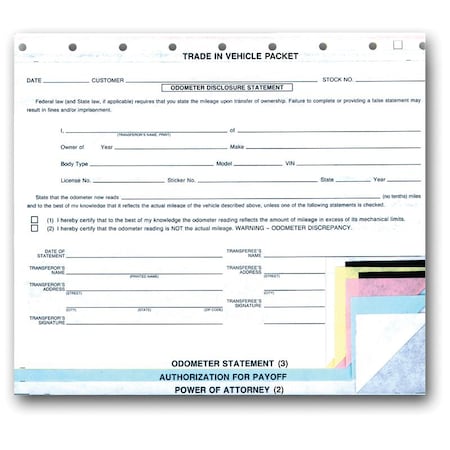 Asp "Trade In Vehicle" Comb. Form, 8 1/2" X 7 1/4"-6 Part, 100 Per Pack Pk 4801